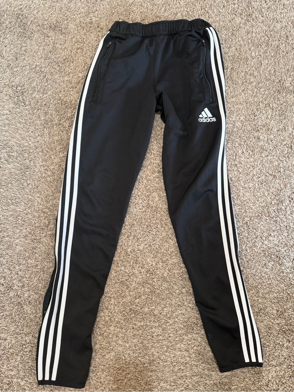 adidas Black Joggers with White Three-Stripe Sides
